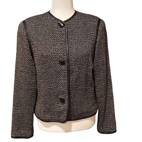 Vintage Geoffrey Beene Beenebag Wool Blend Blazer Size Petite Large Black/White - Picture 1 of 11